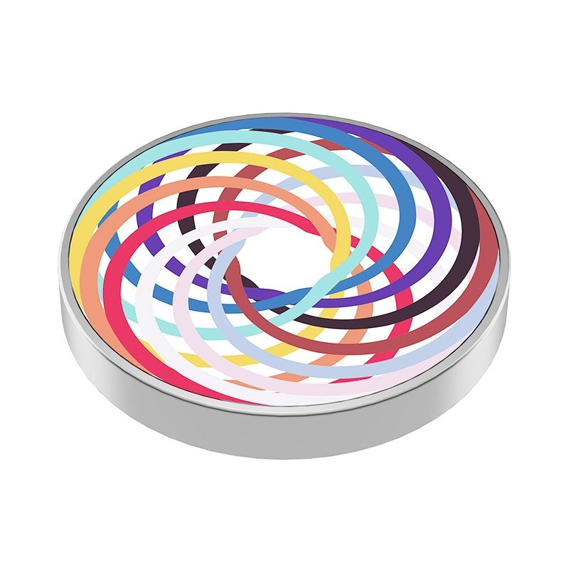 Spinner Giroscopic Metalic, Jucarie Rotativa Anti-stres, Otel Inoxidabil, 3.8 x 0.6 cm, Efect Optic Spirala Hipnotica, Model Spirala Multicolor