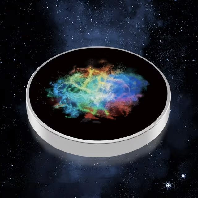 Spinner Giroscopic Metalic, Jucarie Rotativa Anti-stres, Otel Inoxidabil, 3.8 x 0.6 cm, Efect Optic Galaxie, Model Coddington's Nebula