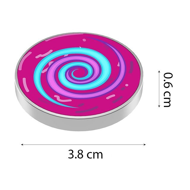 Spinner Giroscopic Metalic, Jucarie Rotativa Anti-stres, Otel Inoxidabil, 3.8 x 0.6 cm, Efect Optic Spirala Hipnotica, Model Spirala Roz