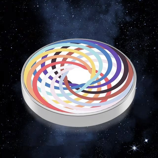 Spinner Giroscopic Metalic, Jucarie Rotativa Anti-stres, Otel Inoxidabil, 3.8 x 0.6 cm, Efect Optic Spirala Hipnotica, Model Spirala Multicolor