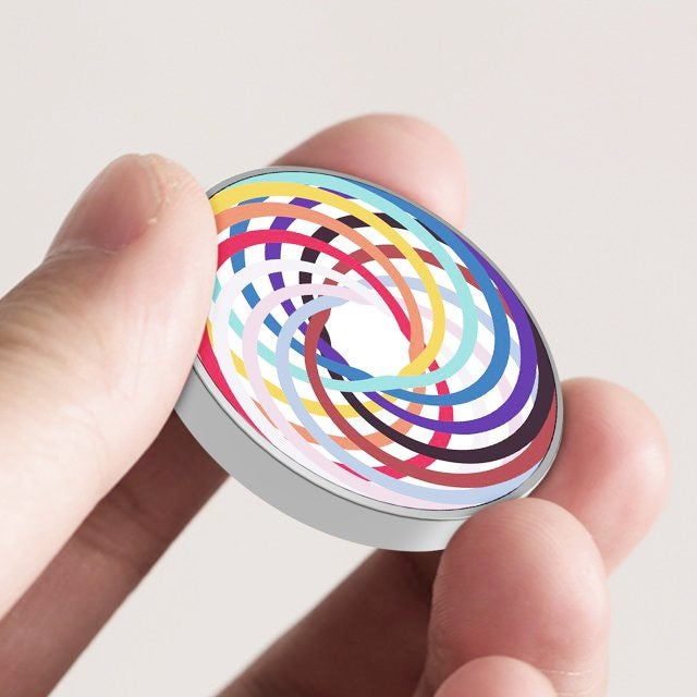Spinner Giroscopic Metalic, Jucarie Rotativa Anti-stres, Otel Inoxidabil, 3.8 x 0.6 cm, Efect Optic Spirala Hipnotica, Model Spirala Multicolor