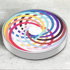Spinner Giroscopic Metalic, Jucarie Rotativa Anti-stres, Otel Inoxidabil, 3.8 x 0.6 cm, Efect Optic Spirala Hipnotica, Model Spirala Multicolor
