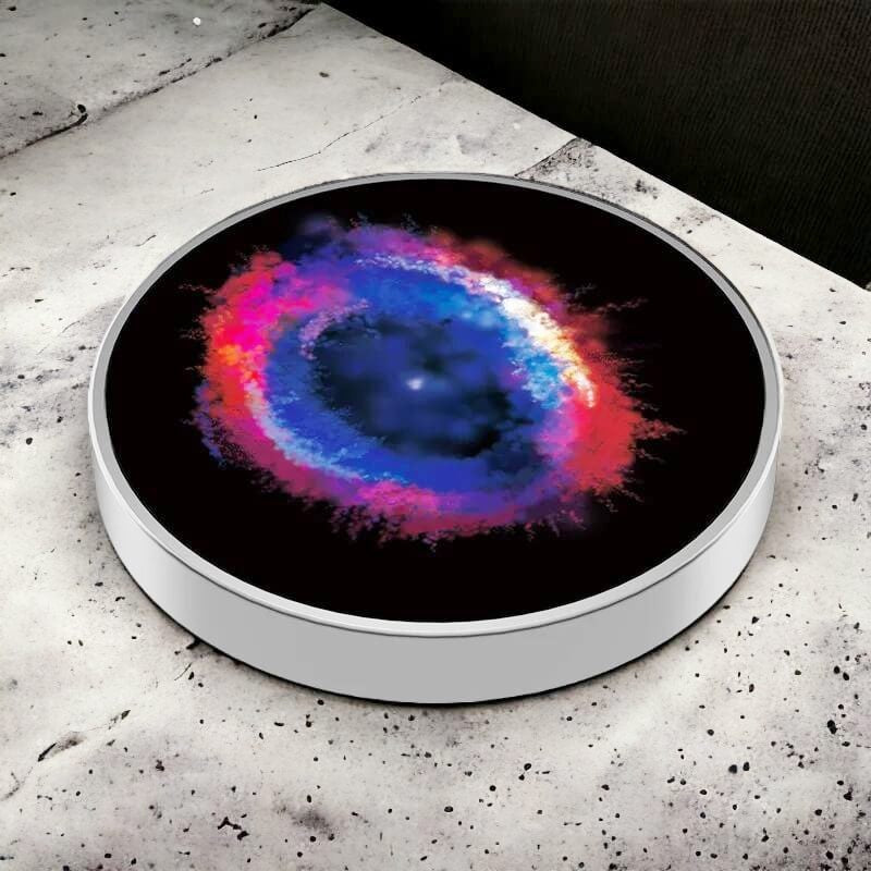 Spinner Giroscopic Metalic, Jucarie Rotativa Anti-stres, Otel Inoxidabil, 3.8 x 0.6 cm, Efect Optic Galaxie, Model Galaxy in Eridanus