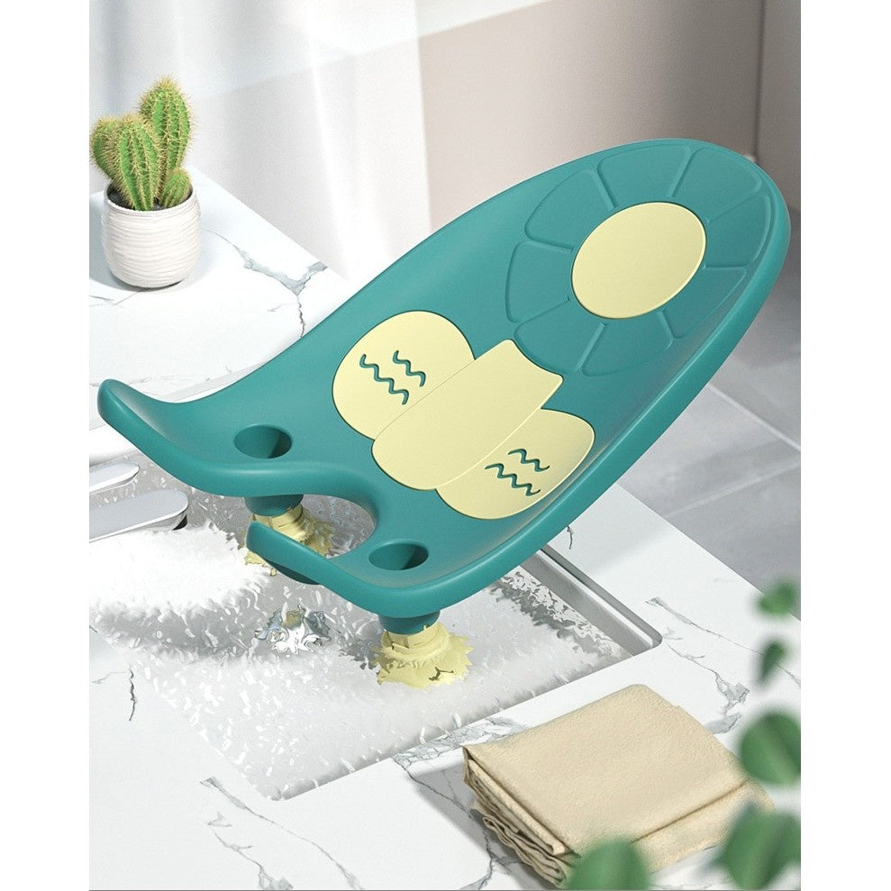 Suport de Baie Bebelusi, 0-12 luni, Montare pe Chiuveta/Lavoar/Cada, Ventuze Antiderapante cu Intaltime Reglabila, 50 x 24 x 12.5 cm, Verde