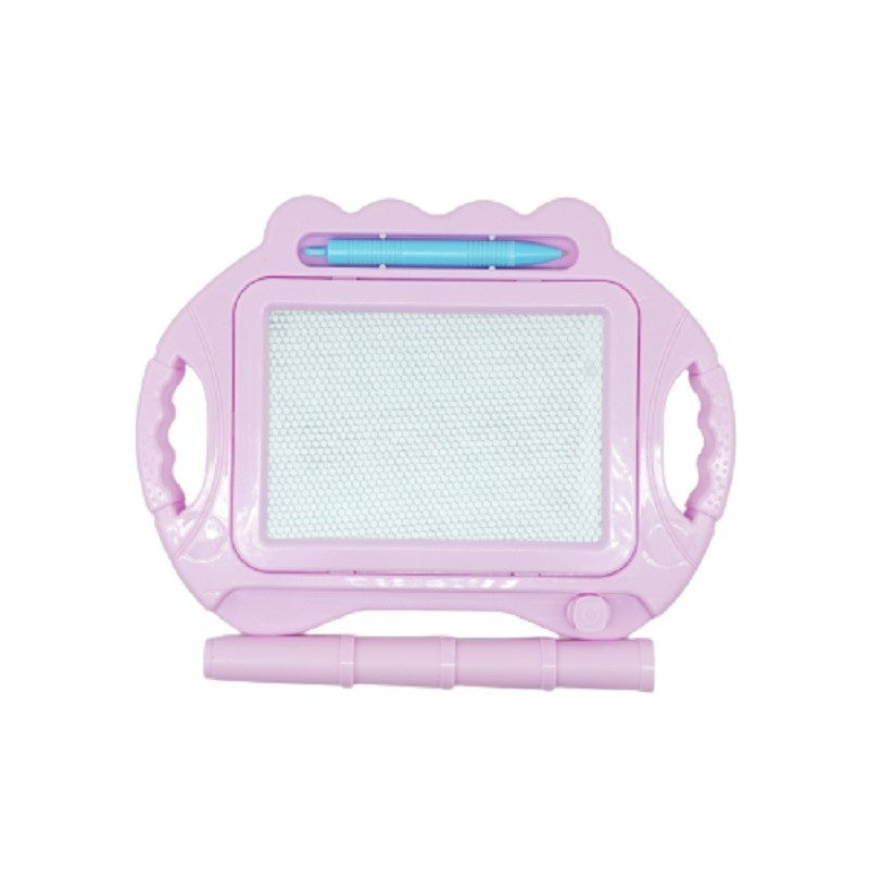 Tabla Magnetica pentru desen Pix, forma dreptunghi, dimensiuni 23x17 cm, cu picioare suport, Roz Pal