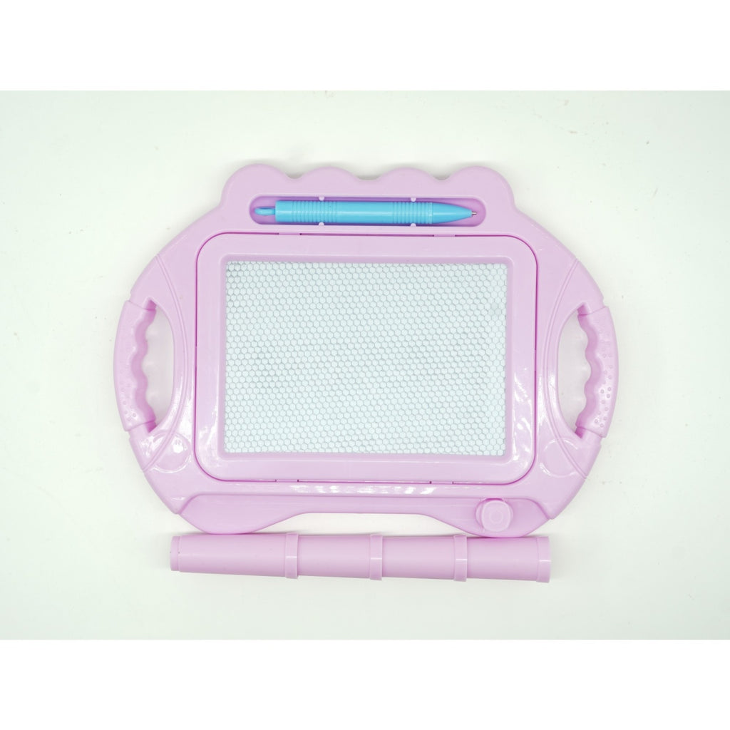 Tabla Magnetica pentru desen Pix, forma dreptunghi, dimensiuni 23x17 cm, cu picioare suport, Roz Pal