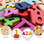Tabla Montessori, din Lemn, Educatie Timpurie Cifre, 25 Piese Lemn, +18 Luni, 20 x 20 cm, Vopsea pe Baza de Apa, Multicolor