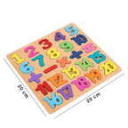Tabla Montessori, din Lemn, Educatie Timpurie Cifre, 25 Piese Lemn, +18 Luni, 20 x 20 cm, Vopsea pe Baza de Apa, Multicolor