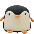 Taburet Pentru Copii, Cadru din Lemn Masiv, 25 x 29 x 29 cm, Perna de Burete Elastica si Maner de Transport, in Forma de Pinguin, Negru
