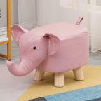 Taburet pentru Copii, Scaun Tip Taburet, Model Elefant, din Lemn Masiv, Scaun pentru Copii, 30 x 25 x 25 cm, Roz