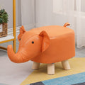 Taburet pentru Copii, Scaun Tip Taburet, Model Elefant, din Lemn Masiv, Scaun pentru Copii, 30 x 25 x 25 cm, Portocaliu