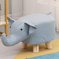 Taburet pentru Copii, Scaun Tip Taburet, Model Elefant, din Lemn Masiv, Scaun pentru Copii, 30 x 25 x 25 cm, Albastru deschis