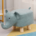 Taburet pentru Copii, Scaun Tip Taburet, Model Elefant, din Lemn Masiv, Scaun pentru Copii, 30 x 25 x 25 cm, Albastru
