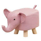 Taburet pentru Copii, Scaun Tip Taburet, Model Elefant, din Lemn Masiv, Scaun pentru Copii, 30 x 25 x 25 cm, Roz
