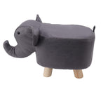 Taburet pentru Copii, Scaun Tip Taburet, Model Elefant, din Lemn Masiv, Scaun pentru Copii, 30 x 25 x 25 cm, Gri inchis