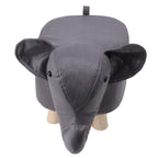 Taburet pentru Copii, Scaun Tip Taburet, Model Elefant, din Lemn Masiv, Scaun pentru Copii, 30 x 25 x 25 cm, Gri inchis