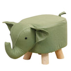 Taburet pentru Copii, Scaun Tip Taburet, Model Elefant, din Lemn Masiv, Scaun pentru Copii, 30 x 25 x 25 cm, Verde