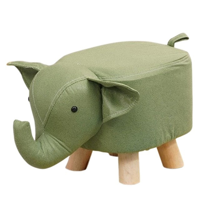 Taburet pentru Copii, Scaun Tip Taburet, Model Elefant, din Lemn Masiv, Scaun pentru Copii, 30 x 25 x 25 cm, Verde