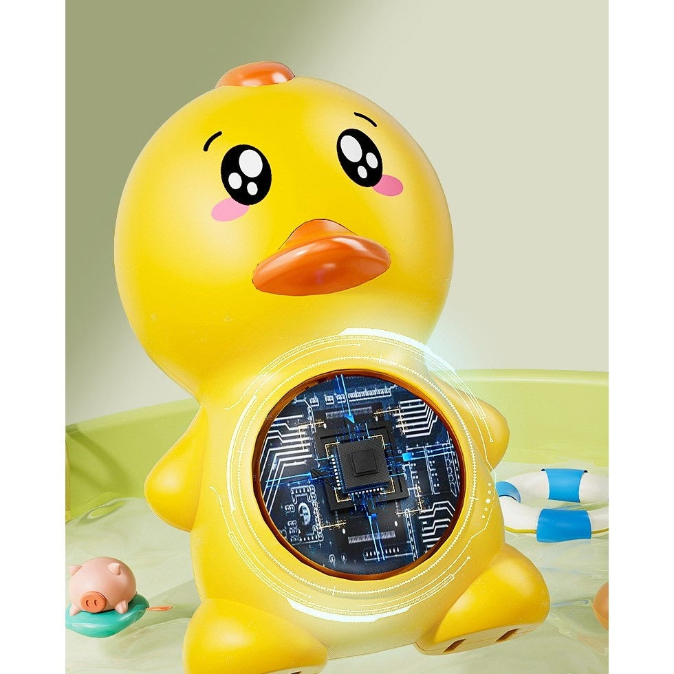 Termometru Electronic LED pentru Baie, Plutitor, Rezistent la apa, IPX7, Multifunctional, 3 Trepte de Temperatura, Model Ratusca, 12x7cm, Galben