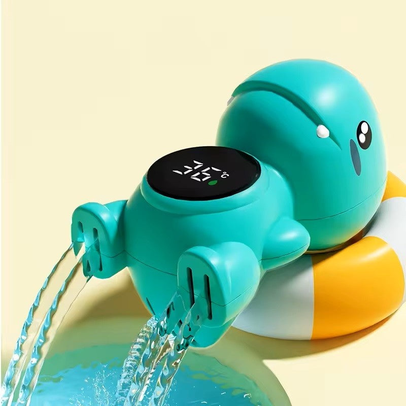 Termometru Electronic LED pentru Baie, Plutitor, Rezistent la apa, IPX7, Multifunctional, 3 Trepte de Temperatura, Model Dinozaur, 12x7cm, Verde