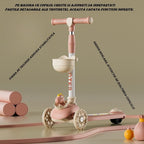 Trotineta Multifunctionala 3 in 1, pentru Copii, 1-7 Ani, cu Lumini si Muzica, Reglabil 360, Pliere Usoara, Reglarea Inaltimii, Model Dinozaur, Alb/Roz