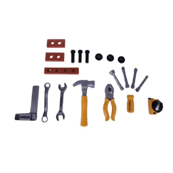 Trusa Scule si Unelte de Jucarie pentru Copii, 19 Piese, Material Plastic, Gri/Portocaliu