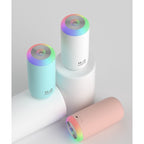Umidificator, H2O, cu Difuzor de Aroma, Lumina de Noapte LED in 7 Culori, Zgomot Redus, 14.7x7.2cm, 350mL, Culoare Roz