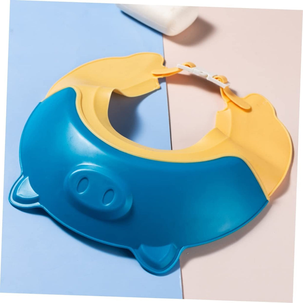 Viziera de Protectie Baie Pentru Copii, Model Purcelus, Dimensiune ajustabila, Durabil, Usor de curatat, Impotriva Samponului, pentru Ochi si Urechi, TPE+PP, 23x23 cm, Albastru